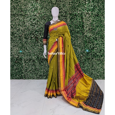 Mehndi Green Kathiphera Ikat Odisha Handloom Khandua Silk Saree