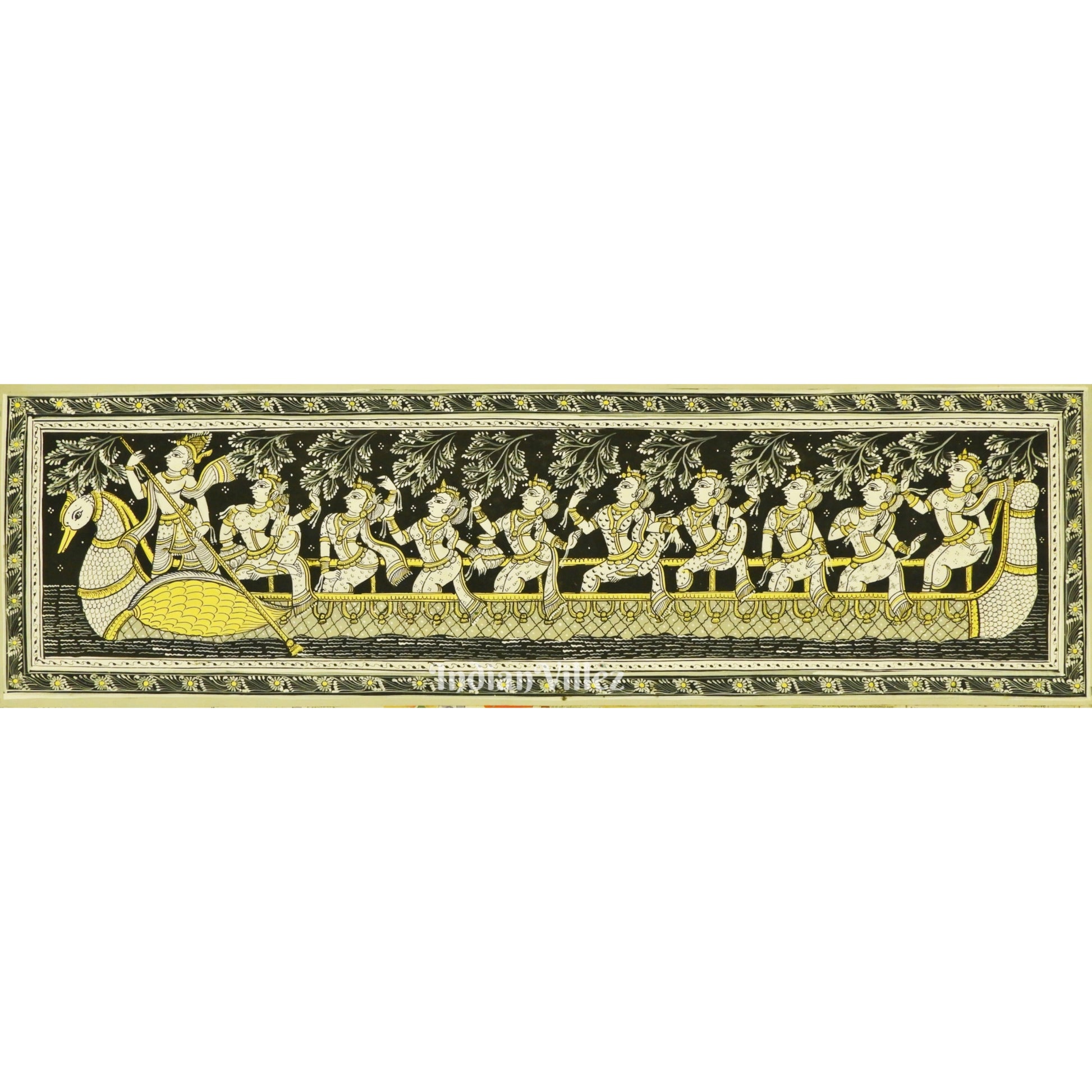 Lord Krishna Nabakeli Theme Pattachitra Art Painting For Home Wall Art Decor