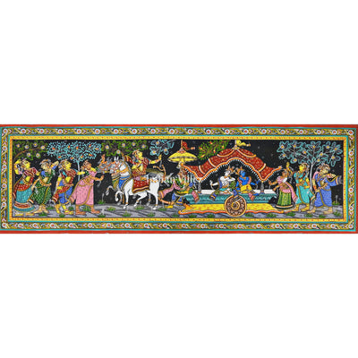 Mathura Vijay Shri Krishna Pattachitra Art Painting For Home Wall Art Decor