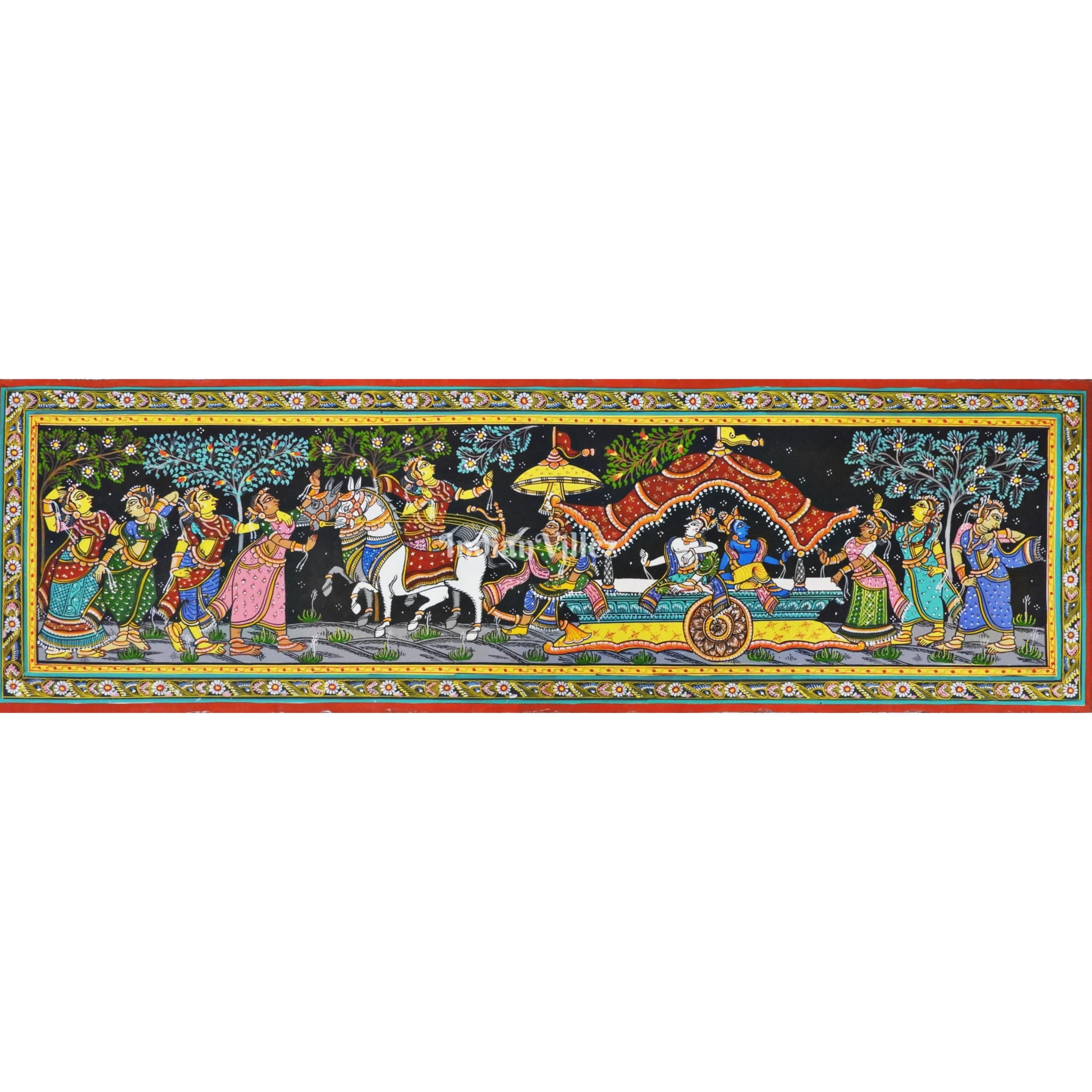 Mathura Vijay Shri Krishna Pattachitra Art Painting For Home Wall Art Decor