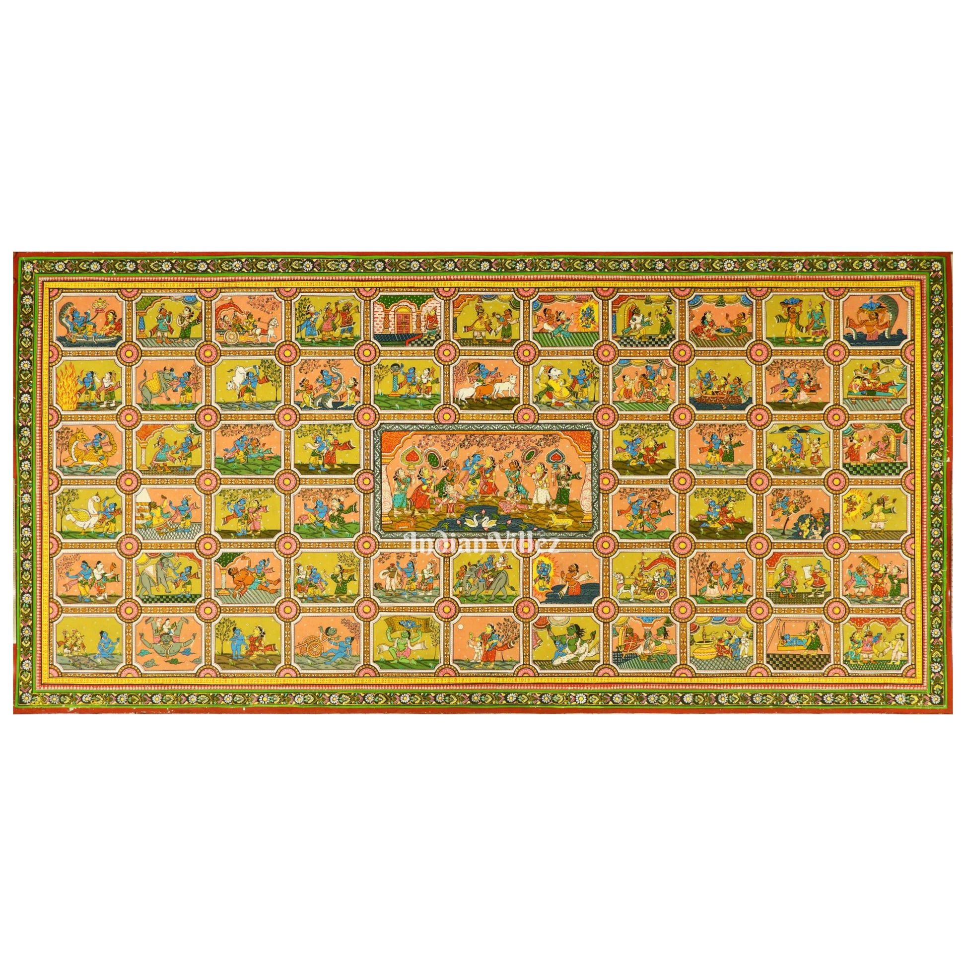 Shree Krishna Life Story Pattachitra Painting for Home Wall Art Decor