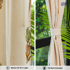 100% MalMal Cotton Curtains, Semi-Transparent with Tab Top, Pack of 2 Curtains - Indian Summer Olive Green