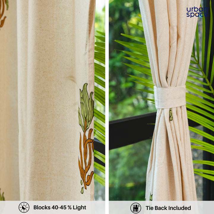 100% MalMal Cotton Curtains, Semi-Transparent with Tab Top, Pack of 2 Curtains - Indian Summer Olive Green