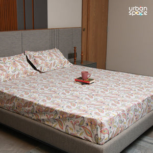 Serene 200 TC 100% Cotton Bedsheet with Pillow Covers - Iris Pink