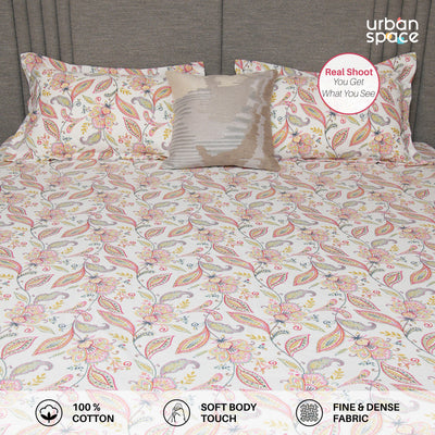 Serene 200 TC 100% Cotton Single Bedsheet with Pillow Covers - Iris Pink