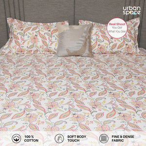 Serene 200 TC 100% Cotton Bedsheet with Pillow Covers - Iris Pink