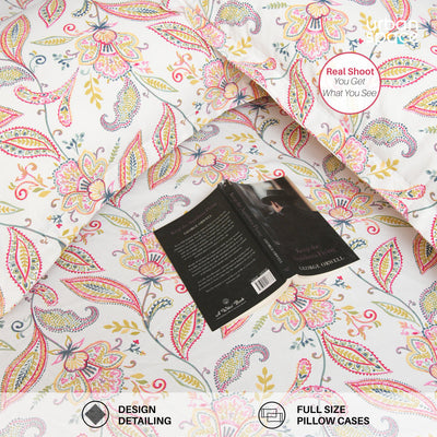 Serene 200 TC 100% Cotton Bedsheet with Pillow Covers - Iris Pink