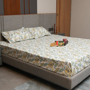 Serene 200 TC 100% Cotton Single Bedsheet with Pillow Covers - Iris Blue