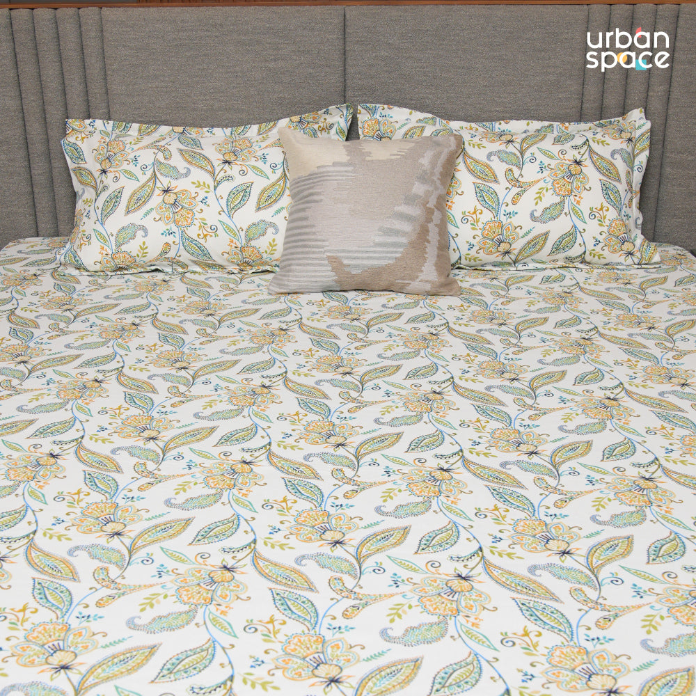 Serene 200 TC 100% Cotton Single Bedsheet with Pillow Covers - Iris Blue