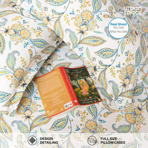 Serene 200 TC 100% Cotton Single Bedsheet with Pillow Covers - Iris Blue