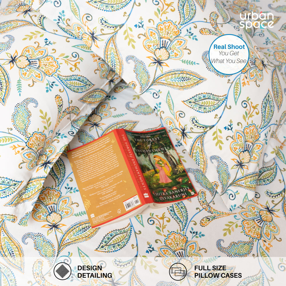 Serene 200 TC 100% Cotton Single Bedsheet with Pillow Covers - Iris Blue