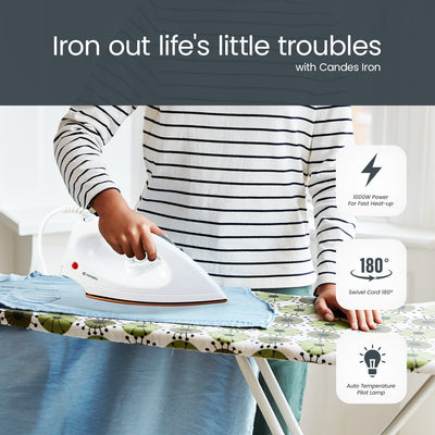 Light Weight Electric Dry Iron White 100% Non Stick Teflon Coating