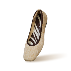 Metallic Square Flats : Ivory-Gold