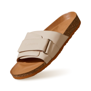 Cork Slides : Tan-White