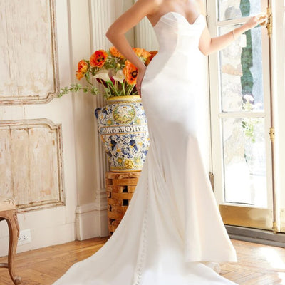 Jovani JB04879 Pleated Long Wedding Dress