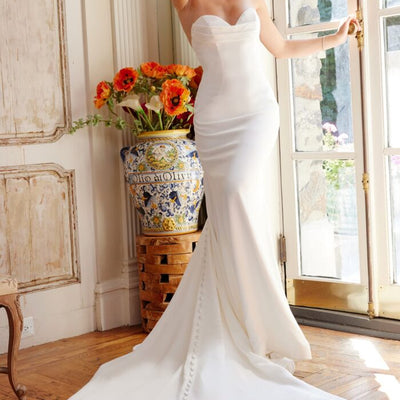 Jovani JB04879 Pleated Long Wedding Dress