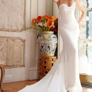 Jovani JB04879 Pleated Long Wedding Dress