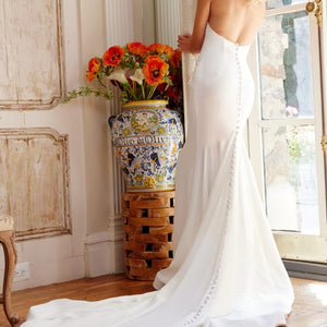 Jovani JB04879 Pleated Long Wedding Dress