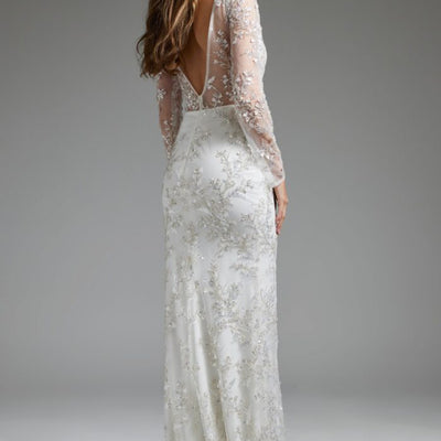 Jovani JB07376 Beaded Long Sleeve Overskirt Wedding Dress