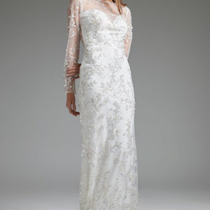 Jovani JB07376 Beaded Long Sleeve Overskirt Wedding Dress