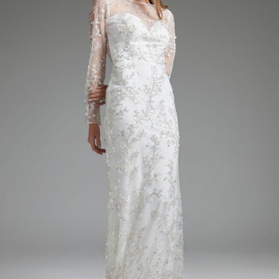 Jovani JB07376 Beaded Long Sleeve Overskirt Wedding Dress