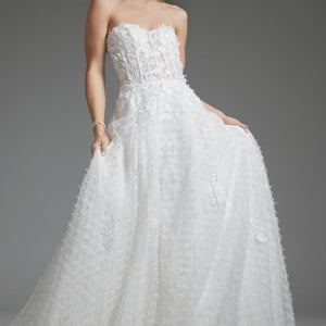 Jovani JB07165 A Line Corset Bridal Long Wedding Dress