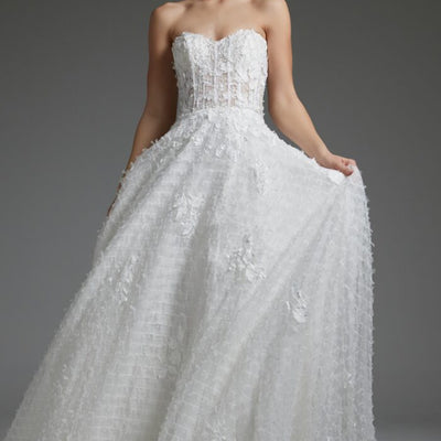 Jovani JB07165 A Line Corset Bridal Long Wedding Dress