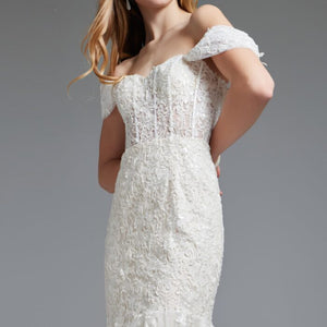Jovani JB220003 Ruffle Gown Long Mermaid Wedding Dress