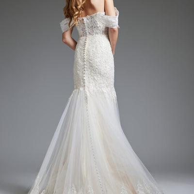 Jovani JB220003 Ruffle Gown Long Mermaid Wedding Dress