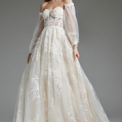 Jovani JB220004 Bridal Gown Long Puff Wedding Dress