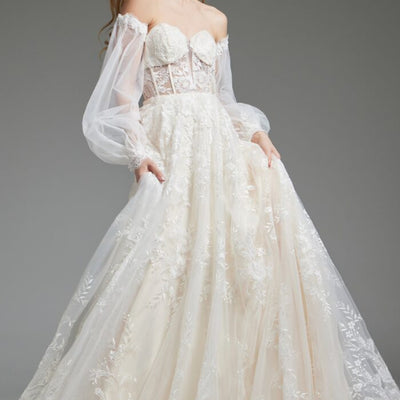 Jovani JB220004 Bridal Gown Long Puff Wedding Dress
