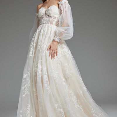 Jovani JB220004 Bridal Gown Long Puff Wedding Dress