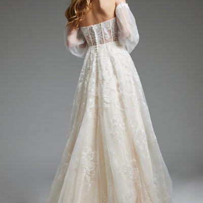 Jovani JB220004 Bridal Gown Long Puff Wedding Dress