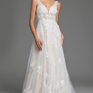 Jovani JB220005 Long Bridal Gown Floral A Line Wedding Dress