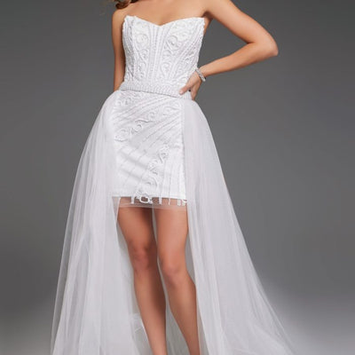 Jovani JB22274 High Low Bridal Gown Beaded Wedding Dress