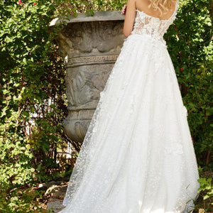 Jovani JB23918 Ruffle Long A Line Pleated Wedding Dress