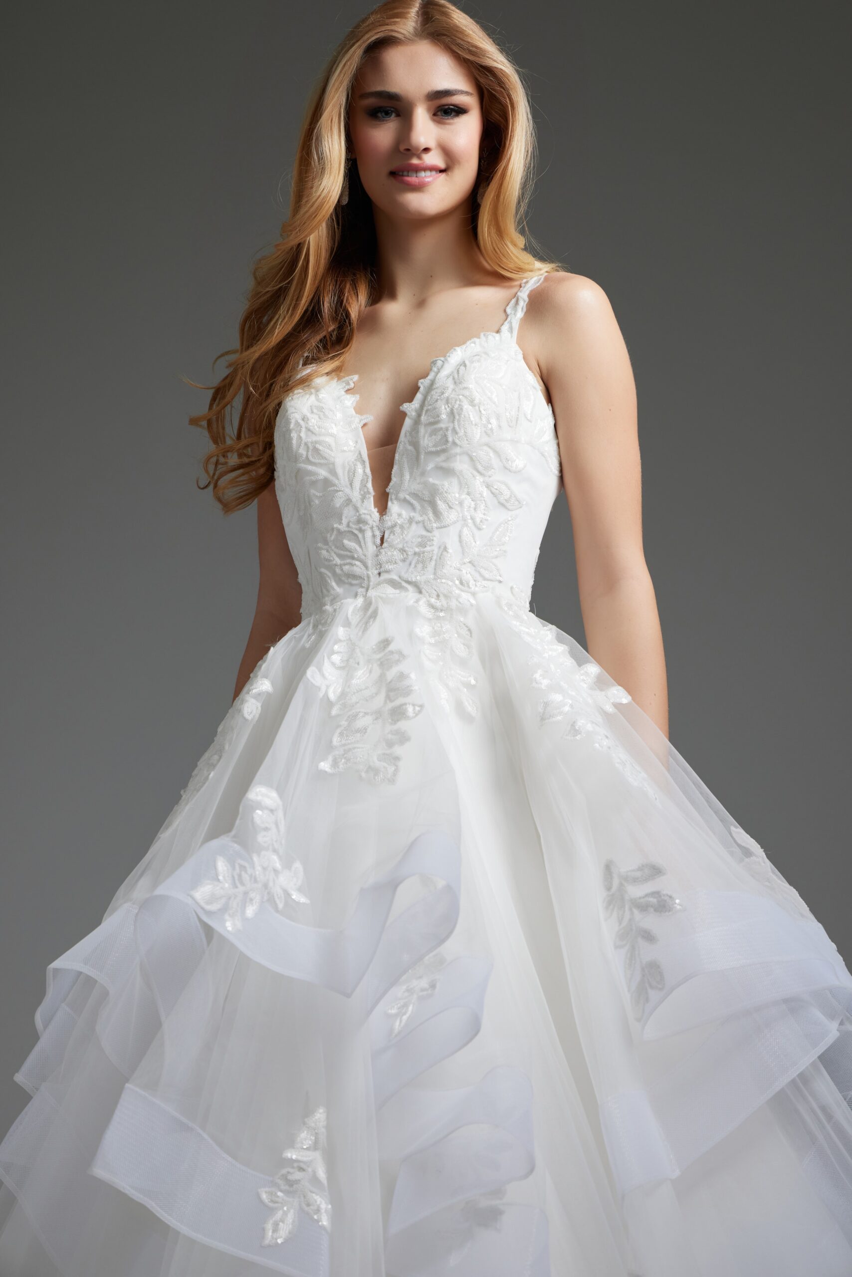 Jovani JB41002 Long Layered Bridal Gown A Line Wedding Dress