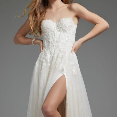Jovani JB25730 Long Beaded High Slit Bridal Wedding Dress