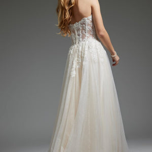 Jovani JB25730 Long Beaded High Slit Bridal Wedding Dress