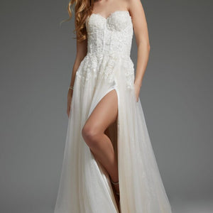 Jovani JB25730 Long Beaded High Slit Bridal Wedding Dress