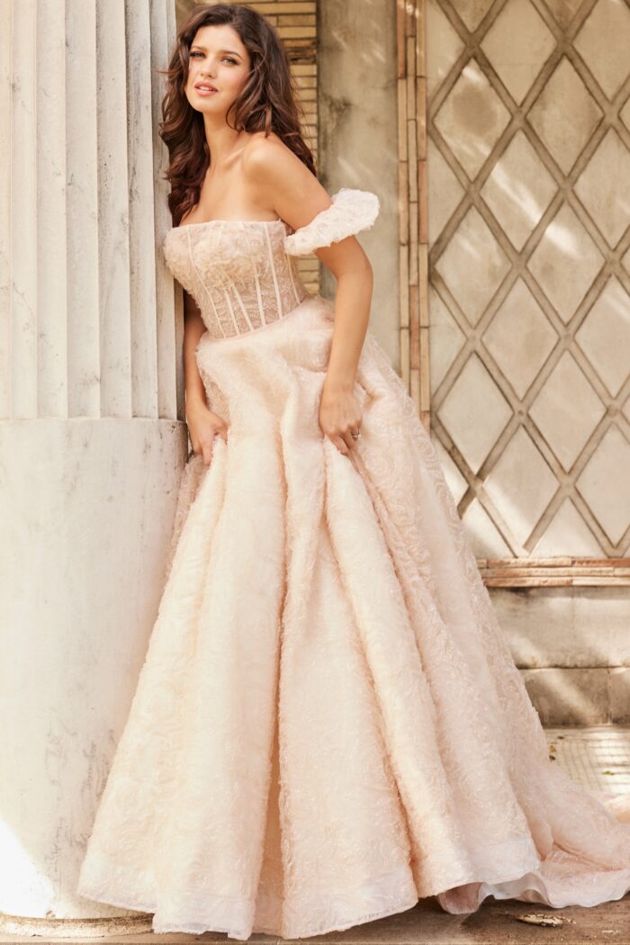 Jovani JB26341 Long Sequin A Line Wedding Dress