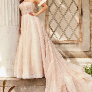 Jovani JB26341 Long Sequin A Line Wedding Dress
