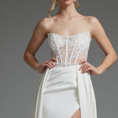 Jovani JB37128 Beaded Long High Slit Wedding Dress