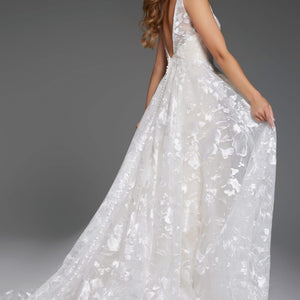 Jovani JB37434 Long Lace Ballgown Print Wedding Dress