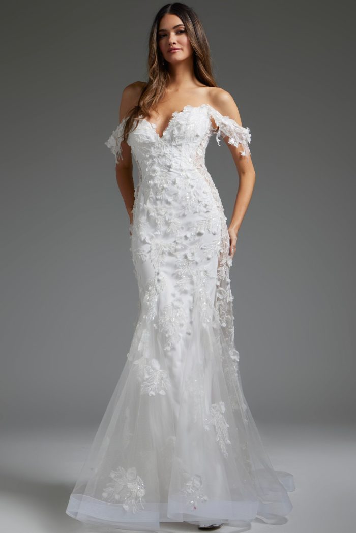 Jovani JB38224 Long Mermaid Bridal Wedding Dress