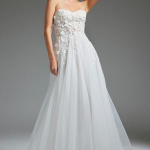Jovani JB39160 Floral Bodice Bridal Gown Long Wedding Dress