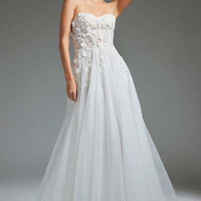 Jovani JB39160 Floral Bodice Bridal Gown Long Wedding Dress