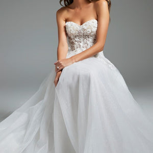 Jovani JB39160 Floral Bodice Bridal Gown Long Wedding Dress