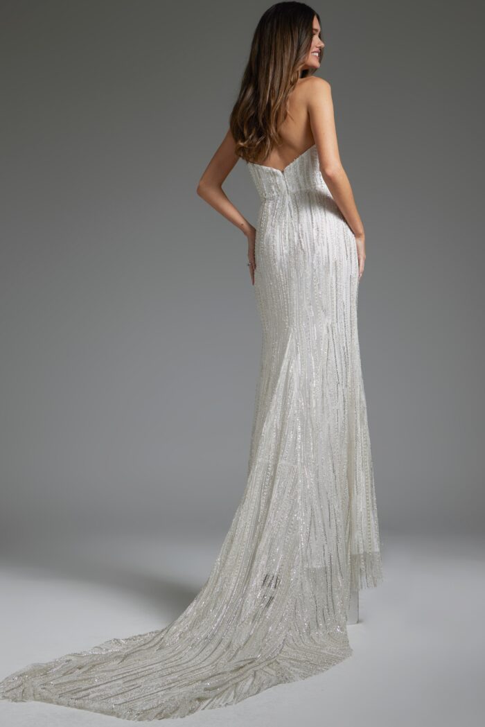 Jovani JB39260 Beaded Bridal Gown Mermaid High Slit Wedding Dress