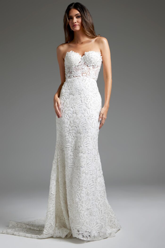 Jovani JB39733 Long Bridal Gown Mermaid Fit Wedding Dress
